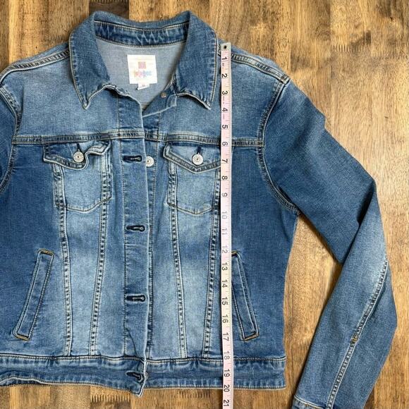 Western Aztec Embroidered Cropped Denim Jean Jacket LuLaRoe Women's Size Medium - Picture 6 of 8